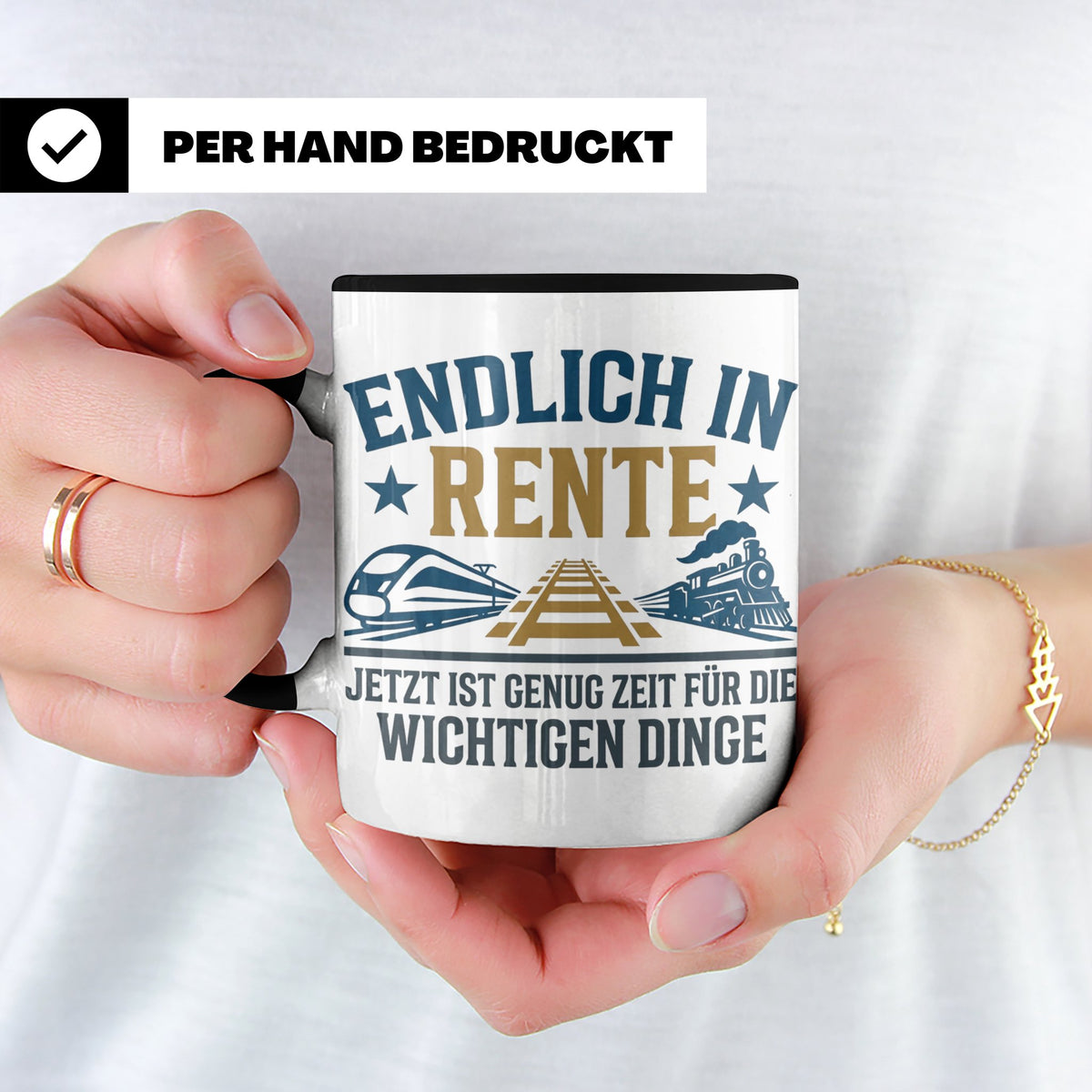 Rentner Tasse Eisenbahn Fan Spruch Endlich Rente Lokführer G – Schwarz [farbe:schwarz]