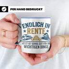 Rentner Tasse Eisenbahn Fan Spruch Endlich Rente Lokführer G – Blau [farbe:blau]