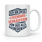 Verkäuferin Tasse mit Spruch | Legendäre Verkäuferin Geschen – Weiß [farbe:weiß]