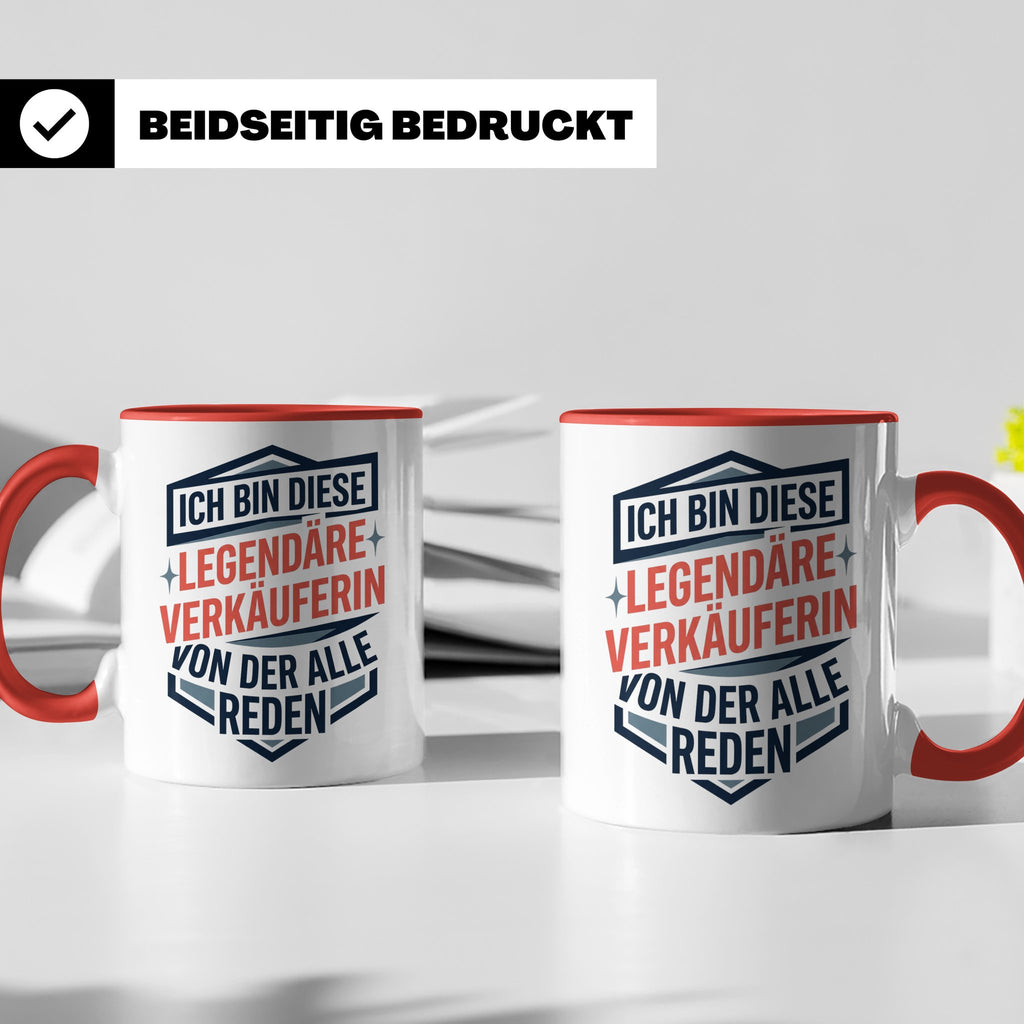Verkäuferin Tasse mit Spruch | Legendäre Verkäuferin Geschen – Rot [farbe:rot]