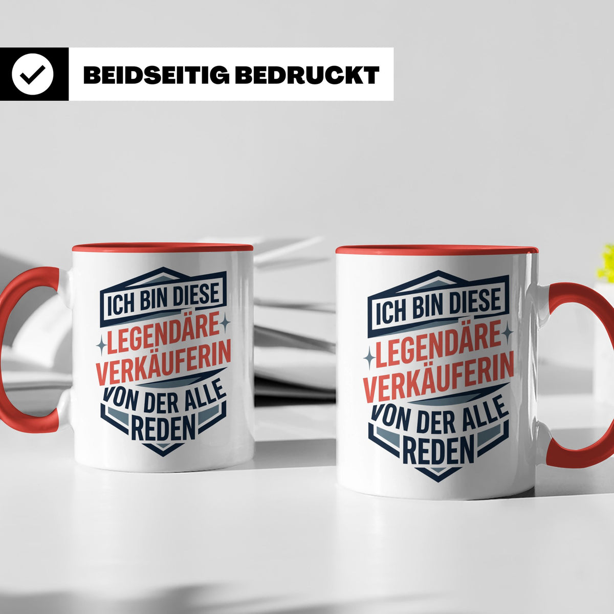 Verkäuferin Tasse mit Spruch | Legendäre Verkäuferin Geschen – Rot [farbe:rot]