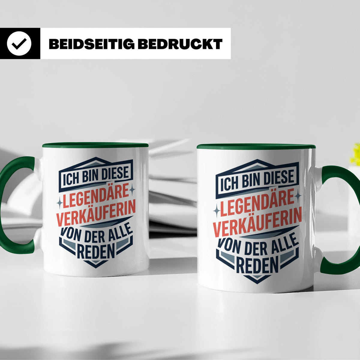 Verkäuferin Tasse mit Spruch | Legendäre Verkäuferin Geschen – Grün [farbe:grün]