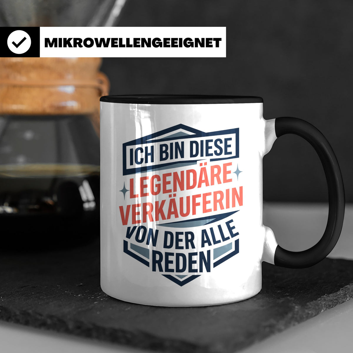 Verkäuferin Tasse mit Spruch | Legendäre Verkäuferin Geschen – Schwarz [farbe:schwarz]