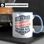 Verkäuferin Tasse mit Spruch | Legendäre Verkäuferin Geschen – Blau [farbe:blau]
