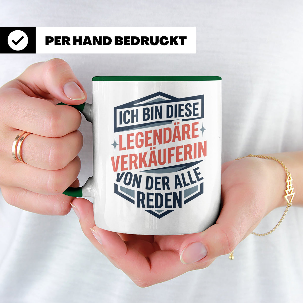 Verkäuferin Tasse mit Spruch | Legendäre Verkäuferin Geschen – Grün [farbe:grün]