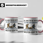 Lustige Tasse Arbeit Spruch Zu jung für Rente zu arm zum Kün – Rosa [farbe:rosa]