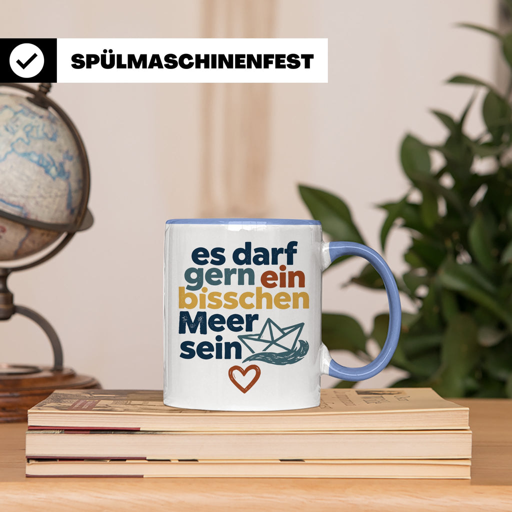 Meer Tasse mit Spruch Es darf gern ein bisschen Meer sein |  – Blau [farbe:blau]