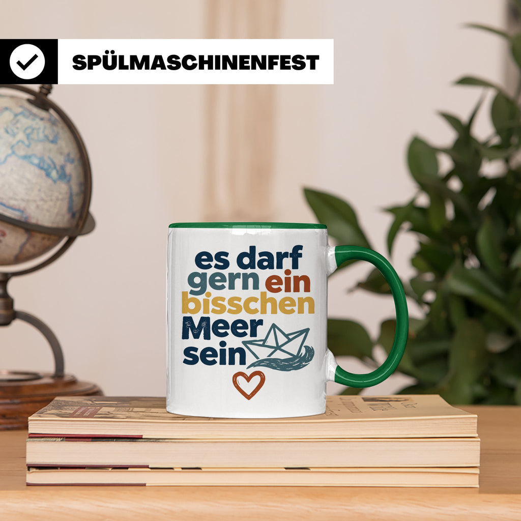 Meer Tasse mit Spruch Es darf gern ein bisschen Meer sein |  – Grün [farbe:grün]