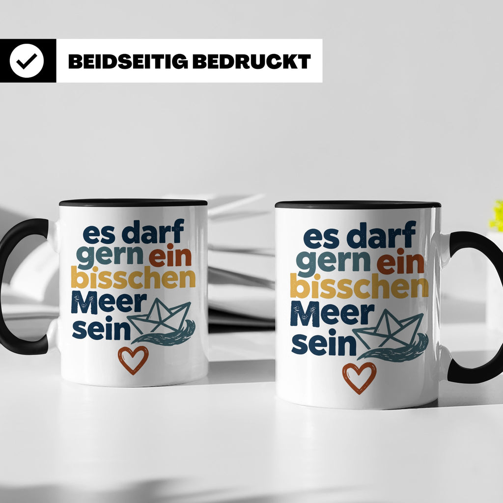 Meer Tasse mit Spruch Es darf gern ein bisschen Meer sein |  – Schwarz [farbe:schwarz]