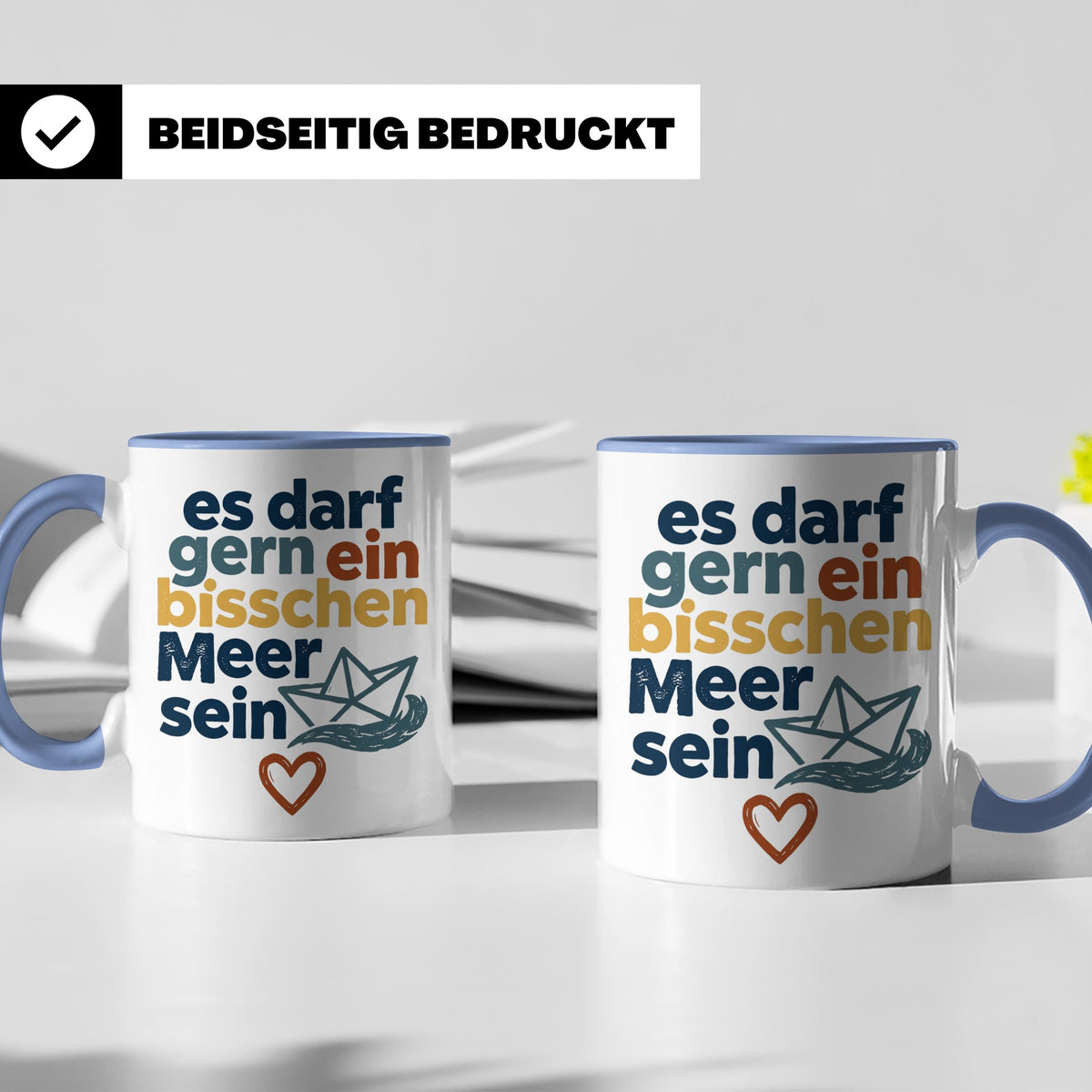 Meer Tasse mit Spruch Es darf gern ein bisschen Meer sein |  – Blau [farbe:blau]