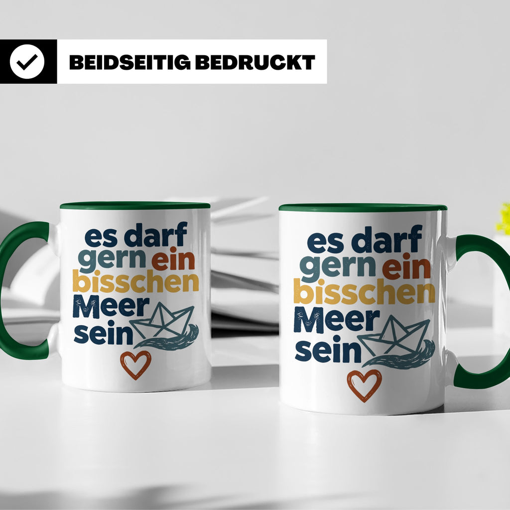 Meer Tasse mit Spruch Es darf gern ein bisschen Meer sein |  – Grün [farbe:grün]