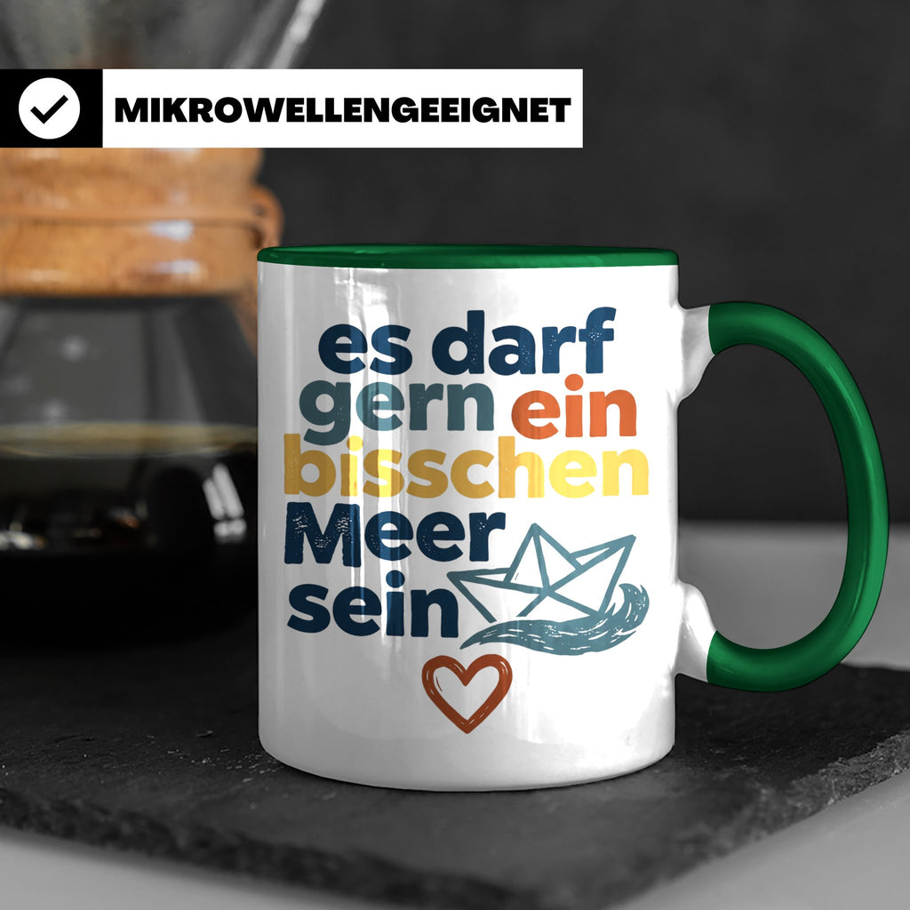 Meer Tasse mit Spruch Es darf gern ein bisschen Meer sein |  – Grün [farbe:grün]