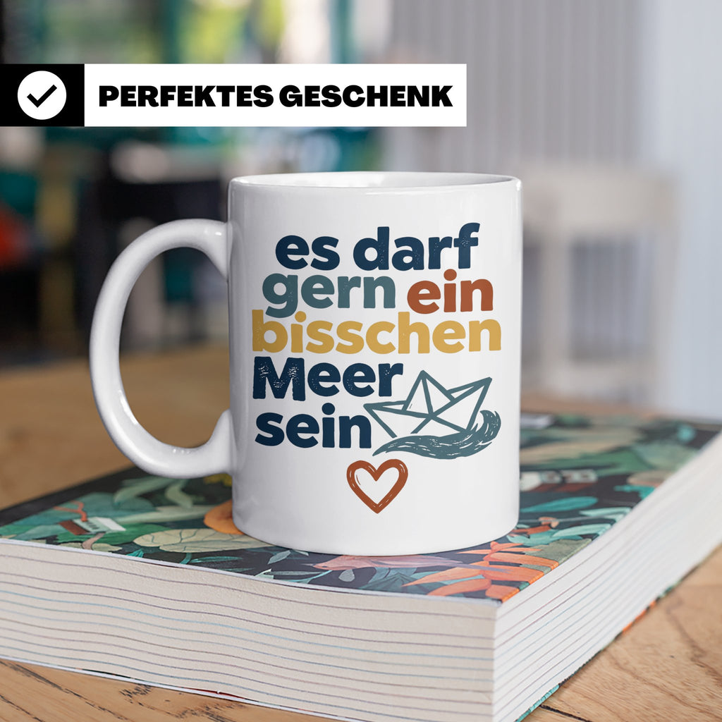 Meer Tasse mit Spruch Es darf gern ein bisschen Meer sein |  – Weiß [farbe:weiß]