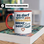 Meer Tasse mit Spruch Es darf gern ein bisschen Meer sein |  – Rot [farbe:rot]