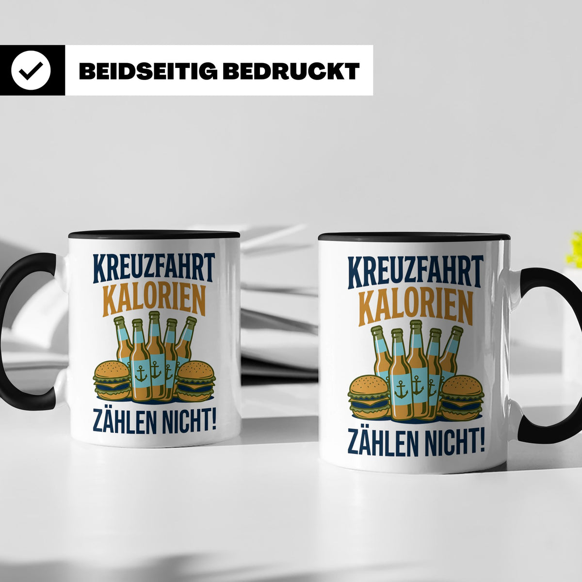 Kreuzfahrt Kalorien zählen nicht Tasse lustiger Spruch Schif – Schwarz [farbe:schwarz]