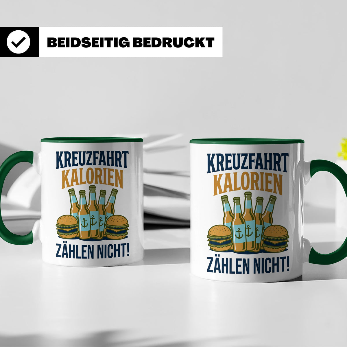 Kreuzfahrt Kalorien zählen nicht Tasse lustiger Spruch Schif – Grün [farbe:grün]