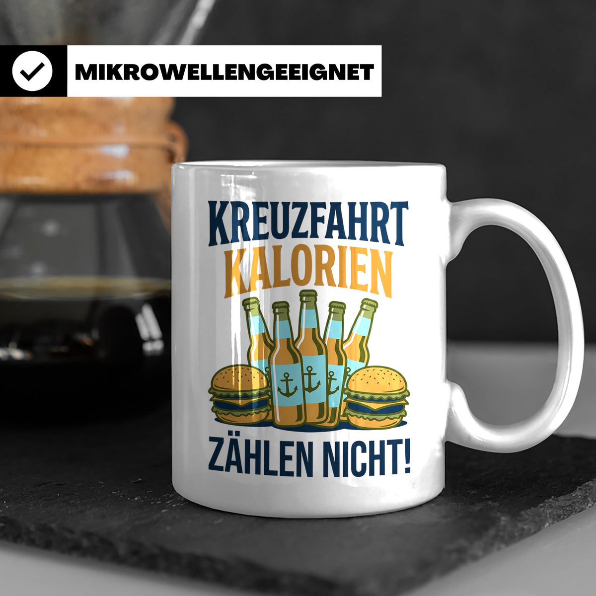 Kreuzfahrt Kalorien zählen nicht Tasse lustiger Spruch Schif – Weiß [farbe:weiß]