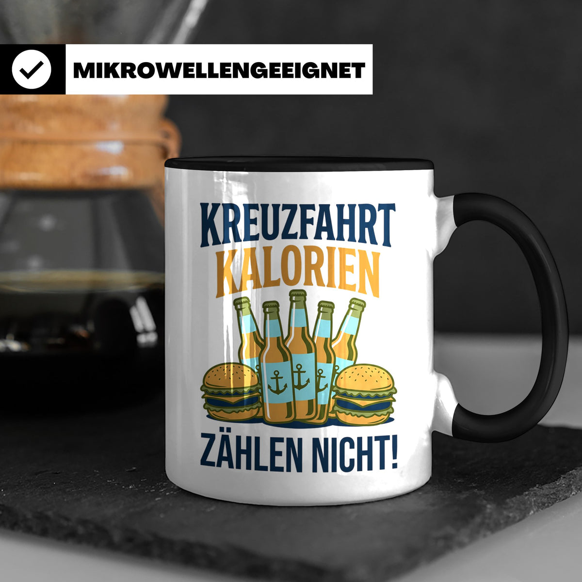 Kreuzfahrt Kalorien zählen nicht Tasse lustiger Spruch Schif – Schwarz [farbe:schwarz]