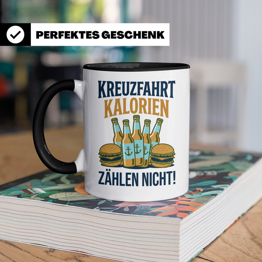 Kreuzfahrt Kalorien zählen nicht Tasse lustiger Spruch Schif – Schwarz [farbe:schwarz]