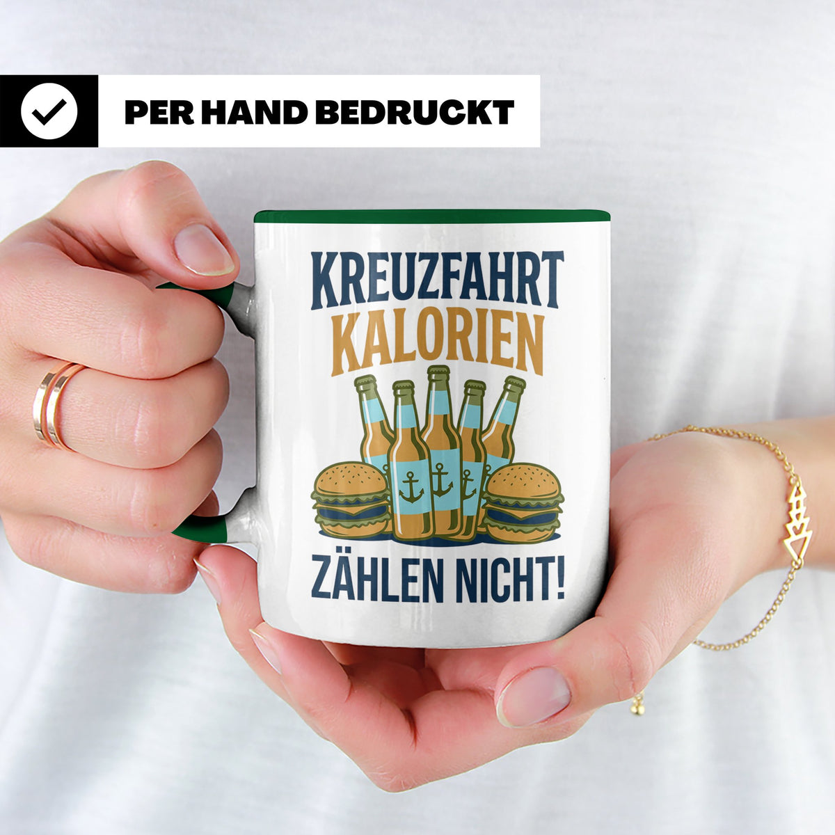 Kreuzfahrt Kalorien zählen nicht Tasse lustiger Spruch Schif – Grün [farbe:grün]