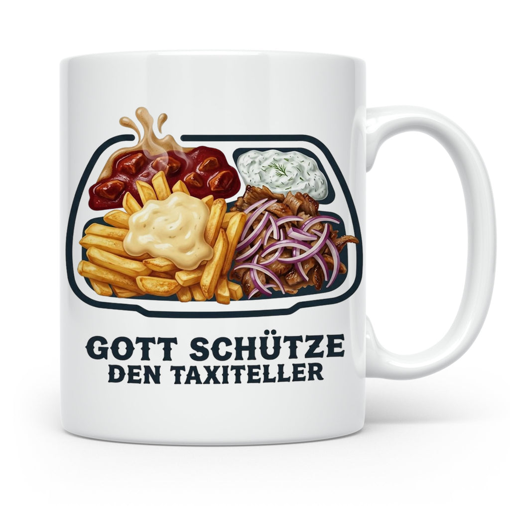 Taxiteller Tasse mit Spruch Gott schütze den Taxiteller. Lus – Weiß [farbe:weiß]