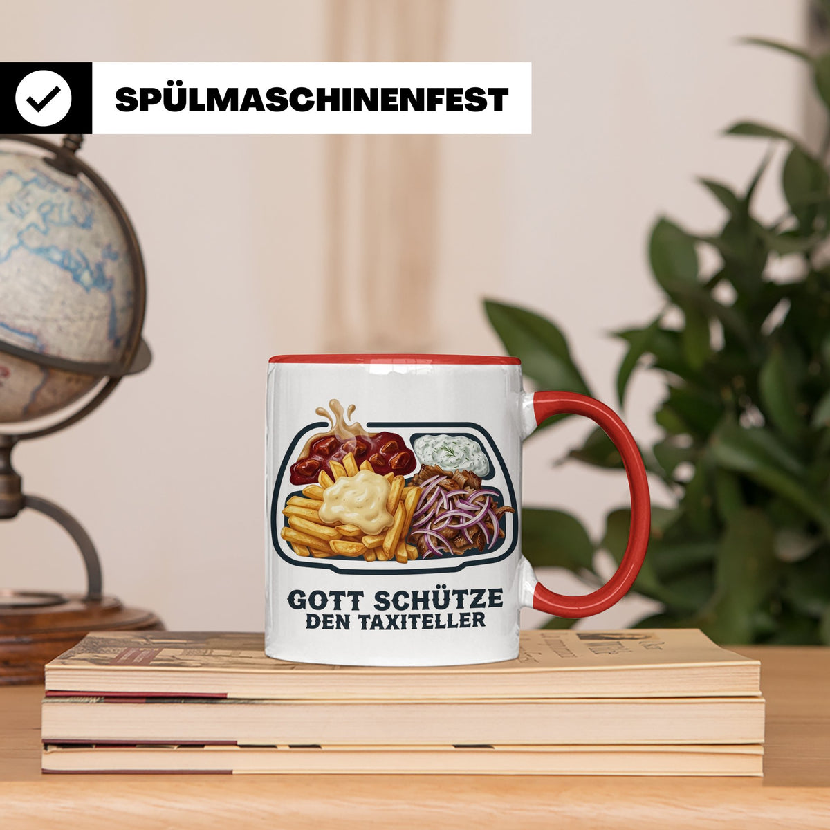 Taxiteller Tasse mit Spruch Gott schütze den Taxiteller. Lus – Rot [farbe:rot]