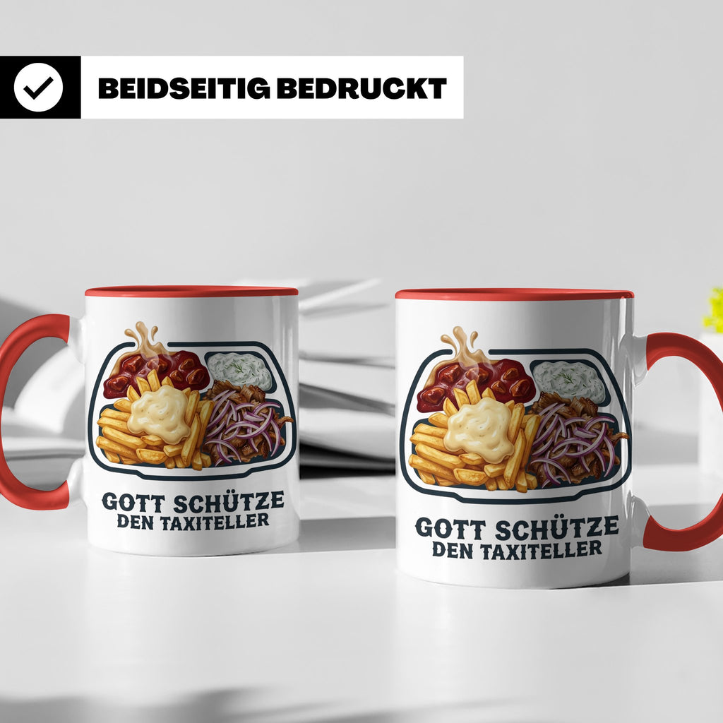 Taxiteller Tasse mit Spruch Gott schütze den Taxiteller. Lus – Rot [farbe:rot]