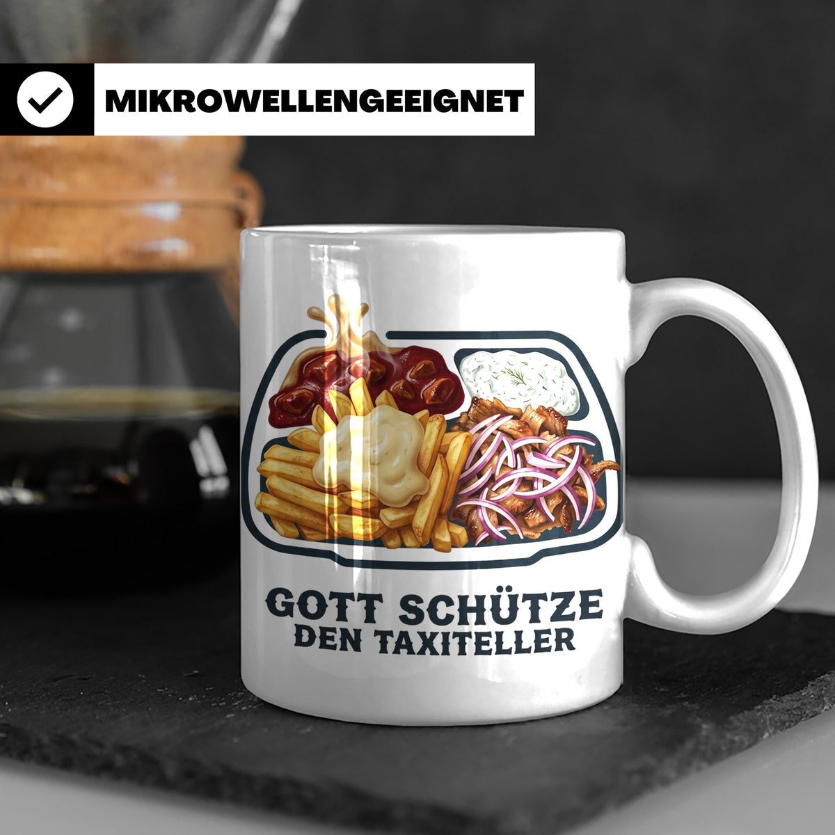 Taxiteller Tasse mit Spruch Gott schütze den Taxiteller. Lus – Weiß [farbe:weiß]