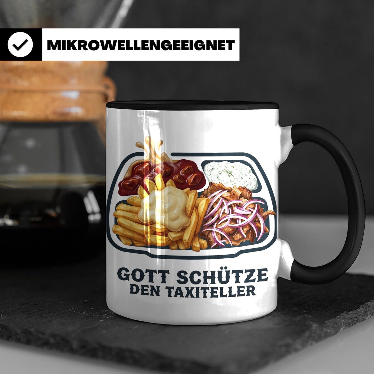 Taxiteller Tasse mit Spruch Gott schütze den Taxiteller. Lus – Schwarz [farbe:schwarz]