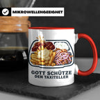 Taxiteller Tasse mit Spruch Gott schütze den Taxiteller. Lus – Rot [farbe:rot]