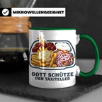 Taxiteller Tasse mit Spruch Gott schütze den Taxiteller. Lus – Grün [farbe:grün]