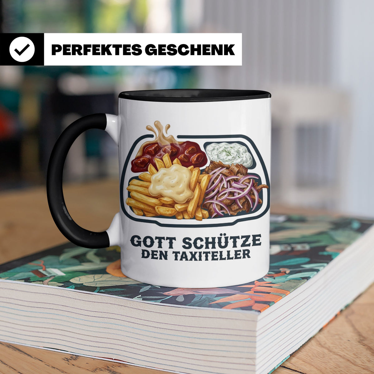 Taxiteller Tasse mit Spruch Gott schütze den Taxiteller. Lus – Schwarz [farbe:schwarz]