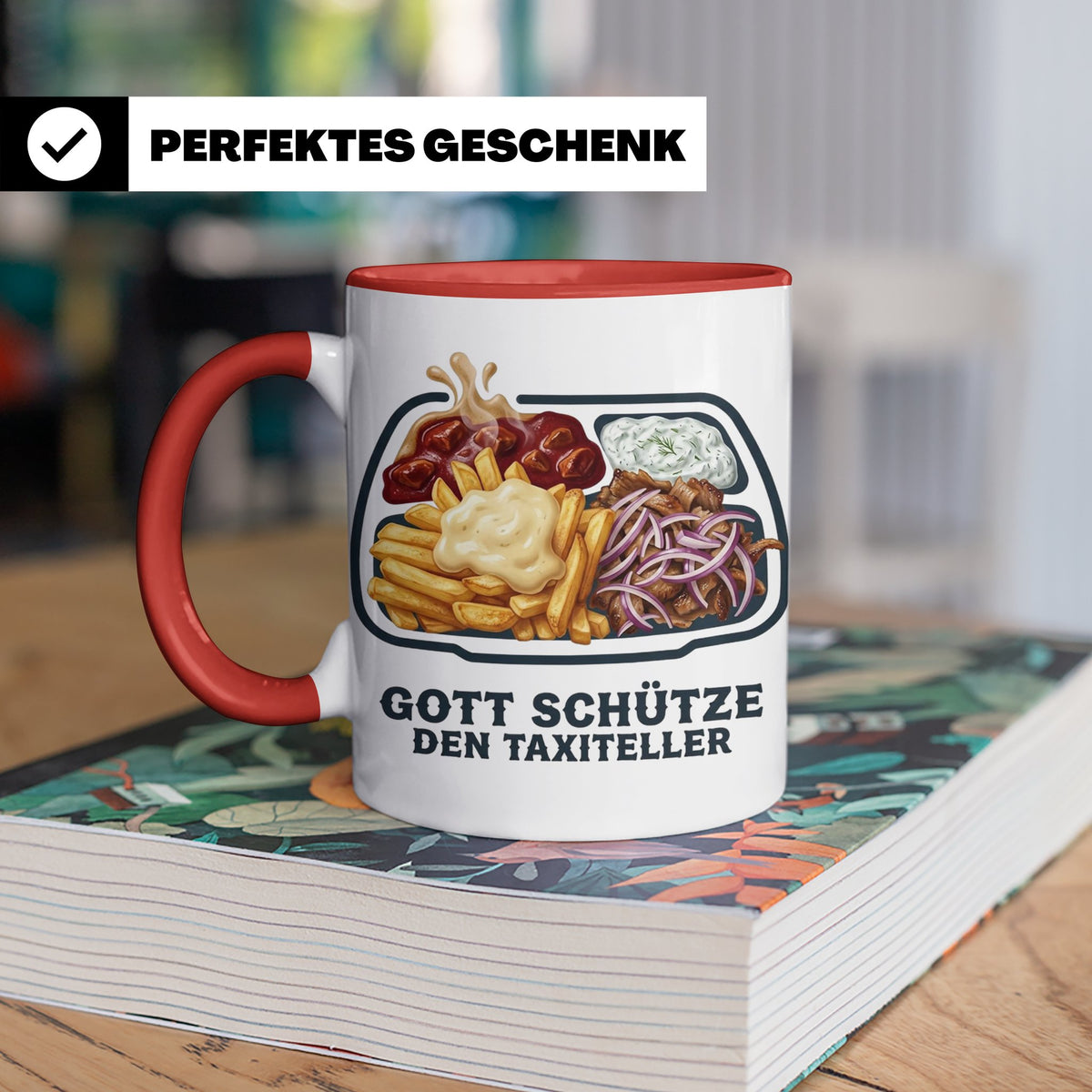 Taxiteller Tasse mit Spruch Gott schütze den Taxiteller. Lus – Rot [farbe:rot]