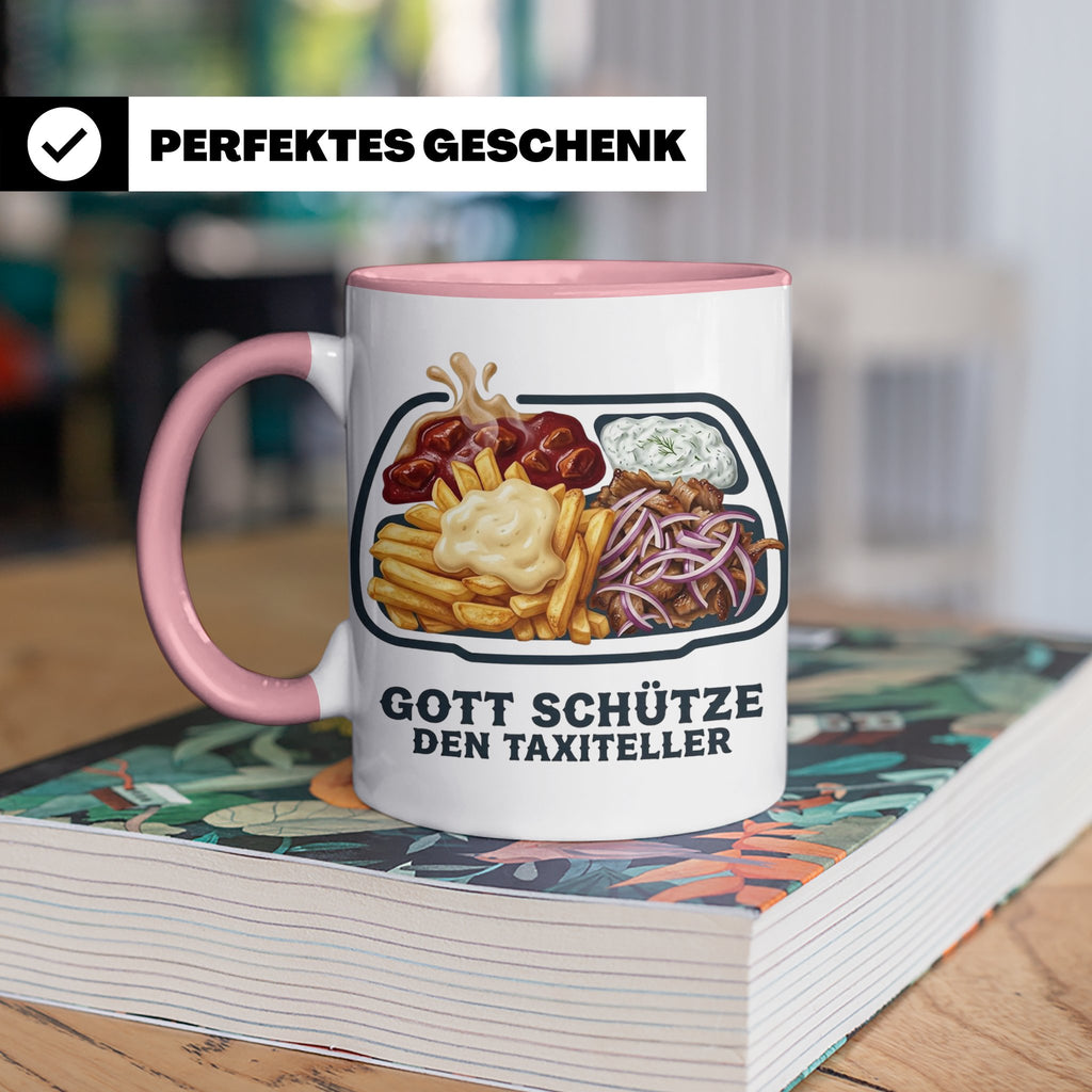 Taxiteller Tasse mit Spruch Gott schütze den Taxiteller. Lus – Rosa [farbe:rosa]