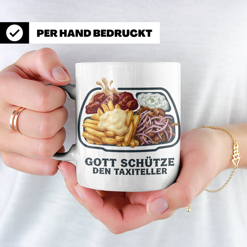 Taxiteller Tasse mit Spruch Gott schütze den Taxiteller. Lus – Weiß [farbe:weiß]