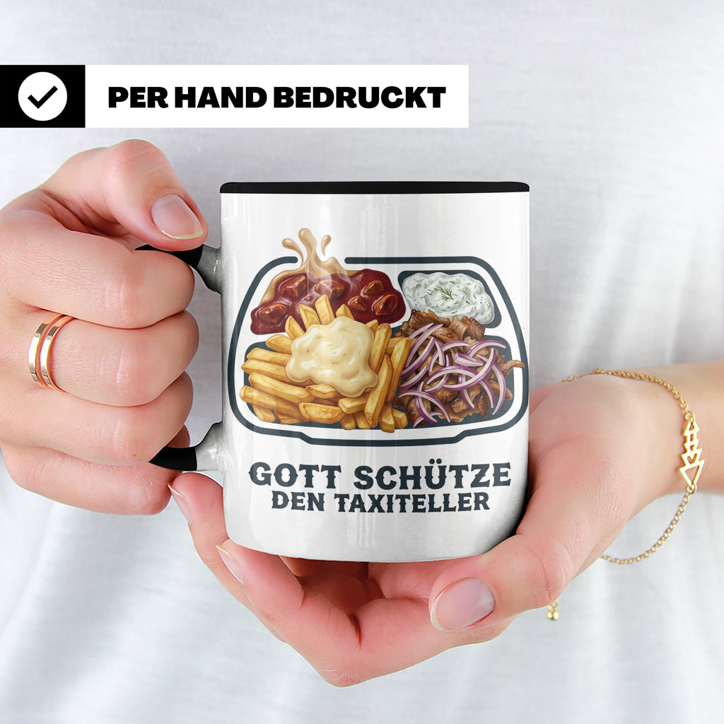 Taxiteller Tasse mit Spruch Gott schütze den Taxiteller. Lus – Schwarz [farbe:schwarz]