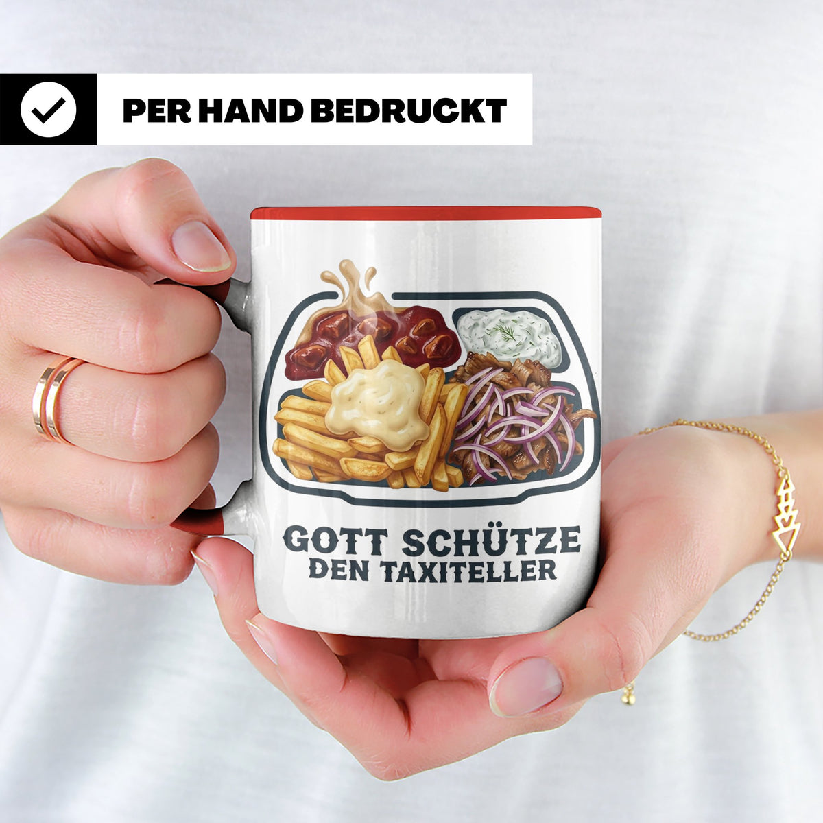 Taxiteller Tasse mit Spruch Gott schütze den Taxiteller. Lus – Rot [farbe:rot]