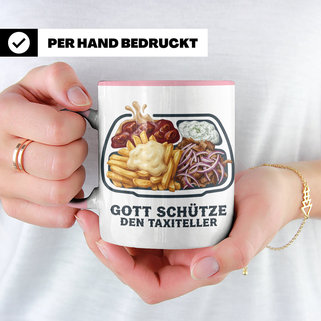 Taxiteller Tasse mit Spruch Gott schütze den Taxiteller. Lus – Rosa [farbe:rosa]