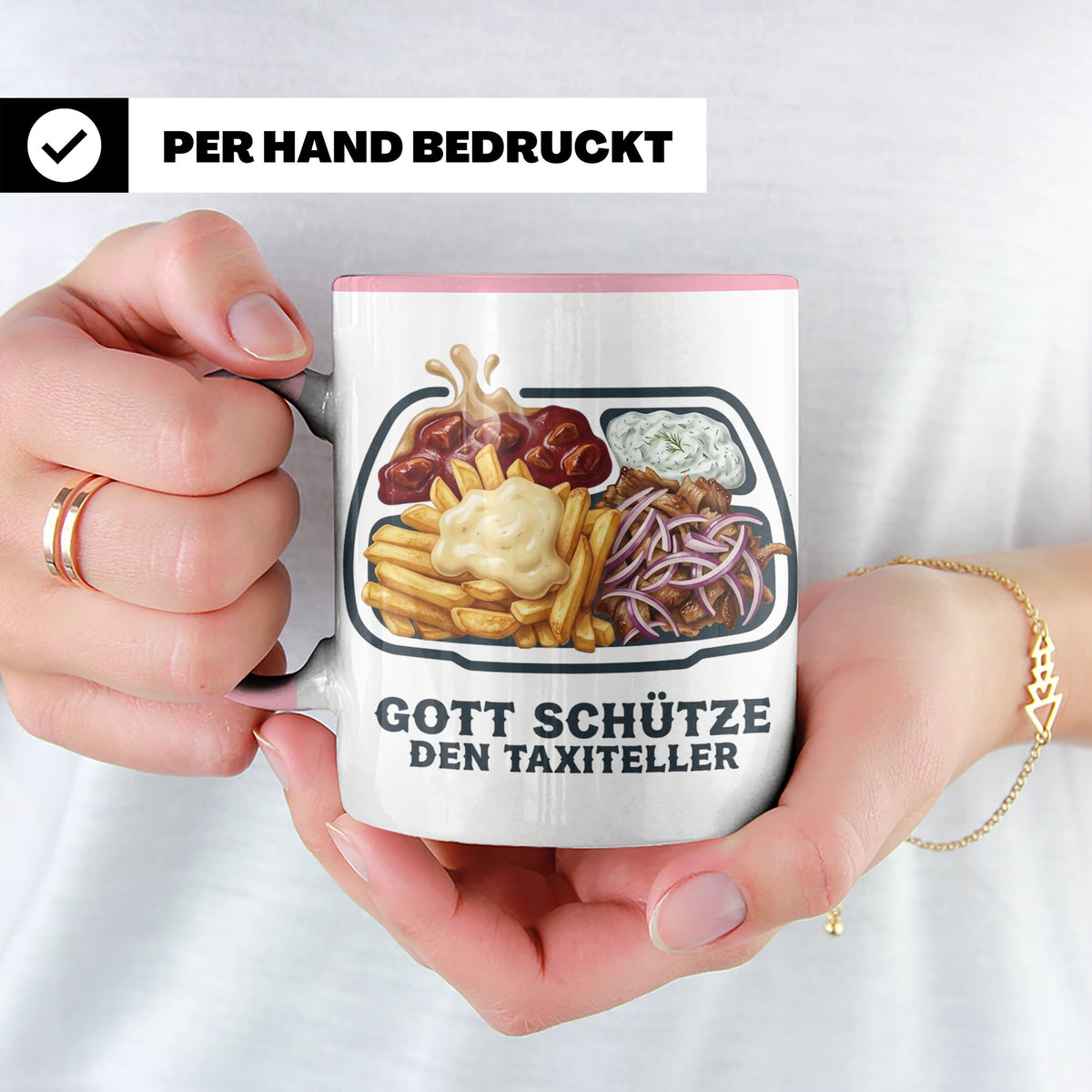 Taxiteller Tasse mit Spruch Gott schütze den Taxiteller. Lus – Rosa [farbe:rosa]