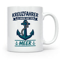 Kreuzfahrer Tasse mit Anker Spruch Zu Hause auf dem Meer | M – Weiß [farbe:weiß]