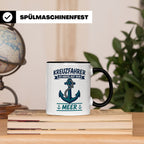 Kreuzfahrer Tasse mit Anker Spruch Zu Hause auf dem Meer | M – Schwarz [farbe:schwarz]