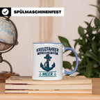 Kreuzfahrer Tasse mit Anker Spruch Zu Hause auf dem Meer | M – Blau [farbe:blau]