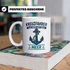 Kreuzfahrer Tasse mit Anker Spruch Zu Hause auf dem Meer | M – Weiß [farbe:weiß]