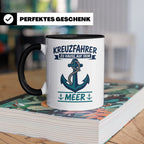 Kreuzfahrer Tasse mit Anker Spruch Zu Hause auf dem Meer | M – Schwarz [farbe:schwarz]
