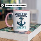 Kreuzfahrer Tasse mit Anker Spruch Zu Hause auf dem Meer | M – Rosa [farbe:rosa]
