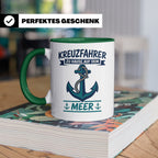 Kreuzfahrer Tasse mit Anker Spruch Zu Hause auf dem Meer | M – Grün [farbe:grün]