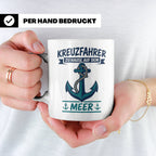 Kreuzfahrer Tasse mit Anker Spruch Zu Hause auf dem Meer | M – Weiß [farbe:weiß]