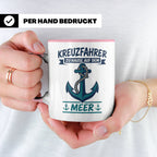 Kreuzfahrer Tasse mit Anker Spruch Zu Hause auf dem Meer | M – Rosa [farbe:rosa]
