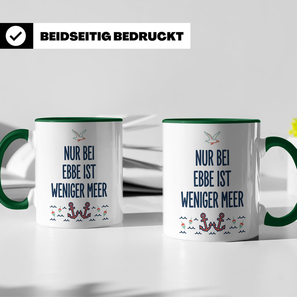 Nur bei Ebbe ist weniger Meer Tasse, maritimer Kaffeebecher  – Grün [farbe:grün]