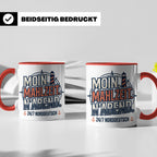 Moin Tasse mit Spruch Mahlzeit N'Abend & Leuchtturm, 24/7 No – Rot [farbe:rot]
